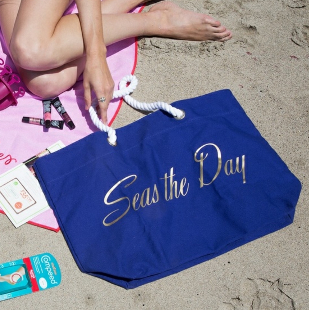 Trina Turk Seas the Day Blue Beach Tote NWT